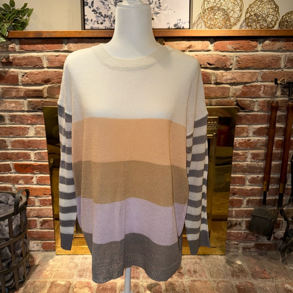 Becaal Striped Colorblock Sweater